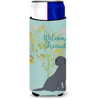 "Caroline's Treasures Welcome Friends Black Labrador Retriever Decorative Can Hugger, Multicolor"