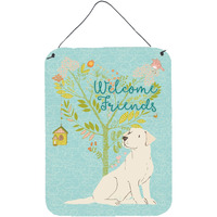 "Caroline's Treasures Friends Welcome Yellow Labrador Retriever Metal Print, 16h x 12w, Multicolor"