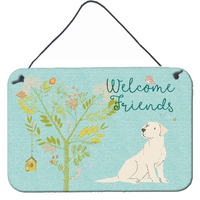 "Caroline's Treasures Welcome Friends Retriever Yellow Labrador Metal Print, 8hx12w"