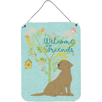 "Caroline's Treasures Friends Welcome Chocolate Labrador Retriever Metal Print, 16h x 12w, Multicolor"