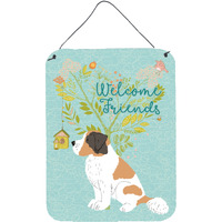 "Caroline's Treasures Welcome Friends Saint Bernard Metal Print, 16h x 12w, Multicolor"
