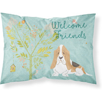 "Caroline's Treasures Welcome Friends Basset Hound Pillowcase, Standard,"