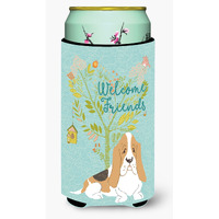 "Caroline's Treasures Welcome Friends Basset Hound Decorative Can Hugger, Tall Boy, Multicolor"
