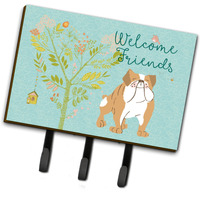 "Caroline's Treasures Welcome Friends English Bulldog Wall Hook, Triple, Multicolor"