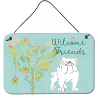 "Caroline's Treasures Welcome Friends English Bulldog White Metal Print, 8hx12w"