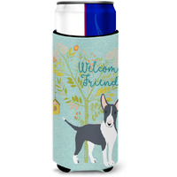 "Caroline's Treasures Welcome Friends Black Bull Terrier Decorative Can Hugger, Multicolor"