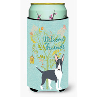 "Caroline's Treasures Welcome Friends Black Bull Terrier Decorative Can Hugger, Tall Boy, Multicolor"