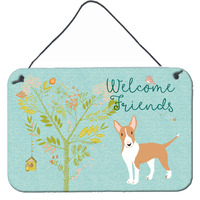 "Caroline's Treasures Welcome Friends Brown Bull Terrier Metal Print, 8hx12w"