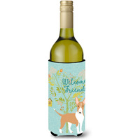 "Caroline's Treasures Welcome Friends Brown Bull Terrier Decorative Bottle Hugger, 750 ml, Multicolor"