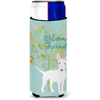 "Caroline's Treasures Welcome Friends White Bull Terrier Decorative Can Hugger, Multicolor"
