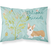 "Caroline's Treasures Welcome Friends Welsh Pembroke Corgi Red Pillowcase, Standard"