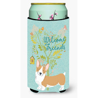 "Caroline's Treasures Welcome Friends Pembroke Welsh Corgi Red Decorative Can Hugger, Tall Boy, Multicolor"