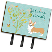 "Caroline's Treasures Welcome Friends Pembroke Welsh Corgi Red Wall Hook, Triple, Multicolor"