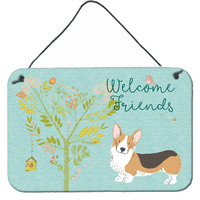 "Caroline's Treasures Friends Welsh Welcome Pembroke Corgi Tricolor Metal Print, 8hx12w, Multicolor"