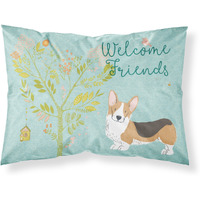 "Caroline's Treasures Welcome Friends Welsh Pembroke Corgi Tricolor Pillowcase, Standard"