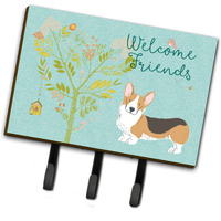 "Caroline's Treasures Welcome Friends Pembroke Welsh Corgi Tricolor Wall Hook, Triple"