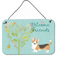 "Caroline's Treasures Welcome Friends Welsh Pembroke Corgi Tricolor Metal Print, 8hx12w"