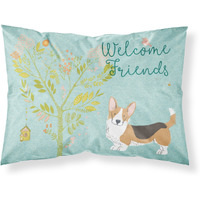 "Caroline's Treasures Welcome Friends Welsh Pembroke Corgi Tricolor Pillowcase, Standard"