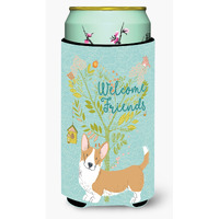 "Caroline's Treasures Welcome Friends Cardigan Welsh Corgi Tricolor Decorative Can Hugger, Tall Boy, Multicolor"