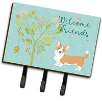 "Caroline's Treasures Welcome Friends Cardigan Welsh Corgi Tricolor Wall Hook, Triple, Multicolor"