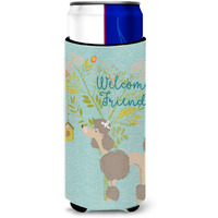 "Caroline's Treasures Welcome Friends Chocolate Poodle Decorative Can Hugger, Multicolor"