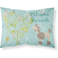 "Caroline's Treasures ""Welcome Friends Chocolate Poodle"" Printed, Polyester Envelope Closure pillowcase, Standard, Multicolor"