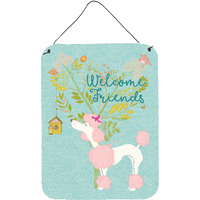 "Caroline's Treasures Welcome Friends Pink Poodle Metal Print, 16h x 12w, Multicolor"