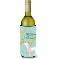 "Caroline's Treasures Welcome Friends Pink Poodle Decorative Bottle Hugger, 750 ml, Multicolor"