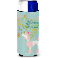 "Caroline's Treasures Welcome Friends Pink Poodle Decorative Can Hugger, Multicolor"
