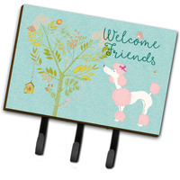"Caroline's Treasures Welcome Friends Pink Poodle Wall Hook, Triple"