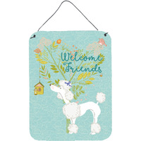 "Caroline's Treasures Welcome Friends White Poodle Metal Print, 16h x 12w, Multicolor"
