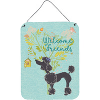 "Caroline's Treasures Welcome Friends Black Poodle Metal Print, 16h x 12w, Multicolor"