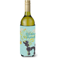 "Caroline's Treasures Welcome Friends Black Poodle Decorative Bottle Hugger, 750 ml, Multicolor"