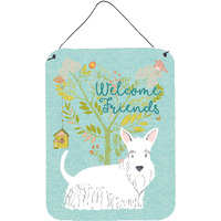 "Caroline's Treasures Welcome Friends White Scottish Terrier Metal Print, 16h x 12w, Multicolor"
