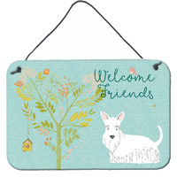 "Caroline's Treasures Welcome Friends White Scottish Terrier Metal Print, 8hx12w"