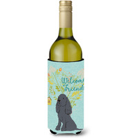 "Caroline's Treasures Welcome Friends Black Cocker Spaniel Decorative Bottle Hugger, 750 ml, Multicolor"