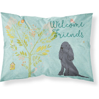 "Caroline's Treasures Welcome Friends Black Cocker Spaniel Printed, Polyester, 250 Thread count, Envelope closure Pillowcase, Standard, Multicolor"