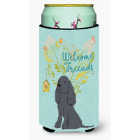 "Caroline's Treasures Welcome Friends Black Cocker Spaniel Decorative Can Hugger, Tall Boy, Multicolor"