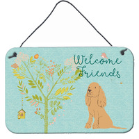 "Caroline's Treasures Welcome Friends Buff Cocker Spaniel Metal Print, 8hx12w, Multicolor"