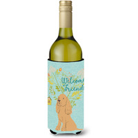 "Caroline's Treasures Welcome Friends Buff Cocker Spaniel Decorative Bottle Hugger, 750 ml, Multicolor"