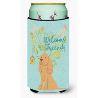 "Caroline's Treasures Welcome Friends Buff Cocker Spaniel Decorative Can Hugger, Tall Boy, Multicolor"