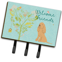 "Caroline's Treasures Welcome Friends Buff Cocker Spaniel Wall Hook, Triple, Multicolor"