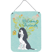 "Caroline's Treasures Welcome Friends Black Springer Spaniel Metal Print, 16h x 12w, Multicolor"