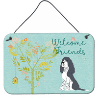 "Caroline's Treasures Welcome Friends Black Springer Spaniel Metal Print, 8hx12w"