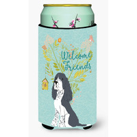"Caroline's Treasures Welcome Friends Black Springer Spaniel Decorative Can Hugger, Tall Boy, Multicolor"