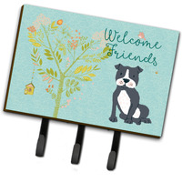 "Caroline's Treasures Welcome Friends Black Staffie Wall Hook, Triple, Multicolor"
