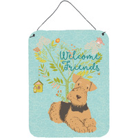 "Caroline's Treasures Welcome Friends Airedale Terrier Metal Print, 16h x 12w, Multicolor"