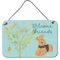 "Caroline's Treasures Welcome Friends Airedale Terrier Metal Print, 8hx12w, Multicolor"