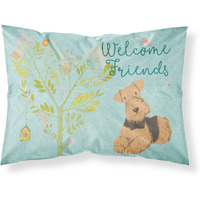 "Caroline's Treasures Welcome Friends Airedale Terrier Printed, Polyester, 250 Thread count, Envelope closure Pillowcase, Standard, Multicolor"