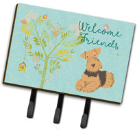 "Caroline's Treasures Welcome Friends Airedale Terrier Wall Hook, Triple, Multicolor"